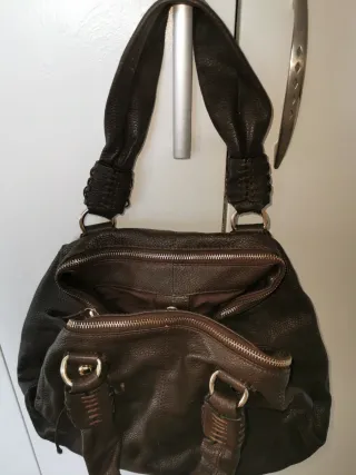 Bolso Zara Cuero Marrón Mujer