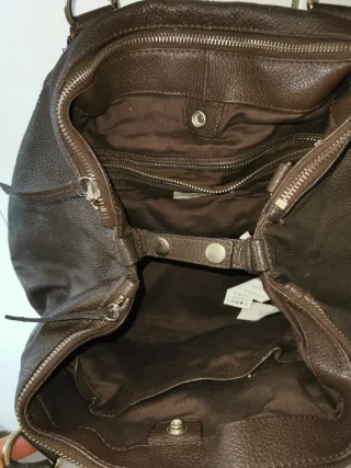 Bolso Zara Cuero Marrón Mujer