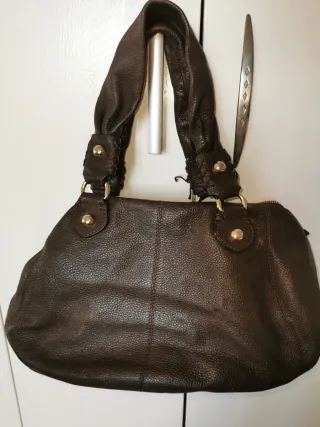 Bolso Zara Cuero Marrón Mujer