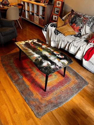 Mesa de centro madera maciza pintada a mano