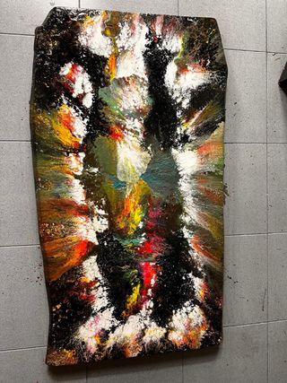 Mesa de centro madera maciza pintada a mano