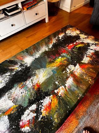 Mesa de centro madera maciza pintada a mano