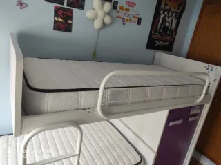 Litera tren con armario, escritorio y estantería