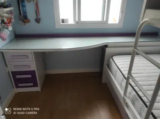 Litera tren con armario, escritorio y estantería