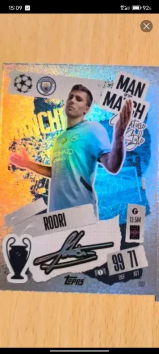 2 Cromos Topps Rodri y ibra Man of the Match