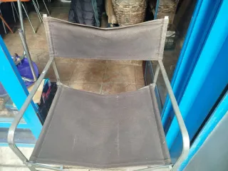 Silla director lona marrón plegable