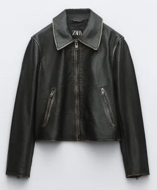 Chaqueta Piel Short Zara Mujer Talla 2XL