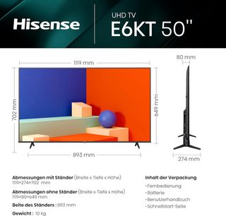 - Hisense 50E6KT Televisor 127 cm (50 "), 4K UHD