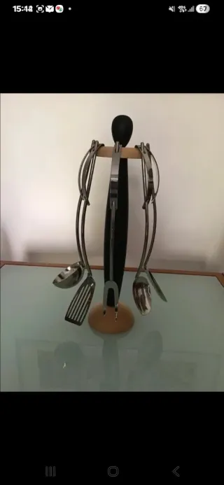 Set Utensili Cucina Acciaio Inox e Legno