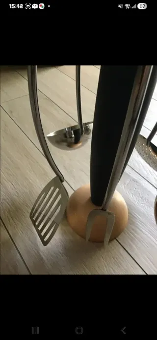 Set Utensili Cucina Acciaio Inox e Legno