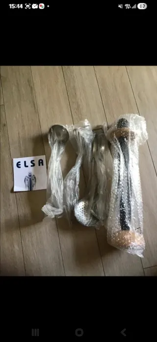 Set Utensili Cucina Acciaio Inox e Legno