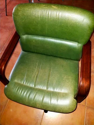 5 Sillas de escritorio vintage cuero verde