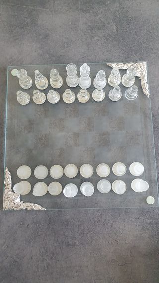 Scacchiera cristallo nuova con decorazione argento