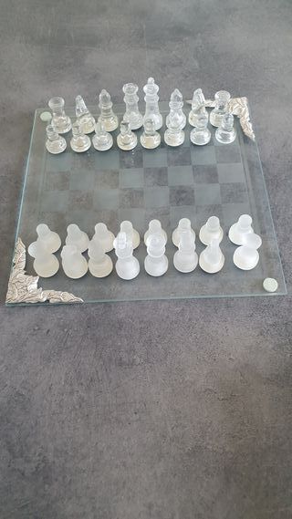 Scacchiera cristallo nuova con decorazione argento