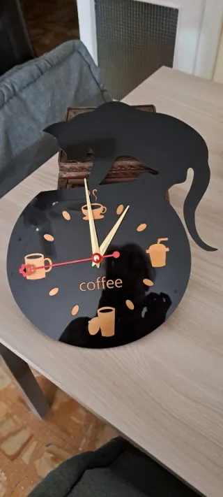 Orologio da parete design gatto caffè