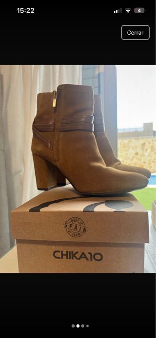 Botines ante camel tacón