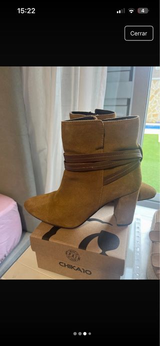 Botines ante camel tacón