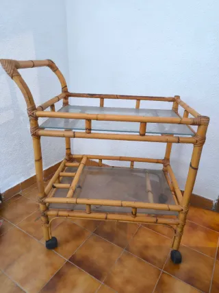 Carro de servicio bambú antiguo exclusivo