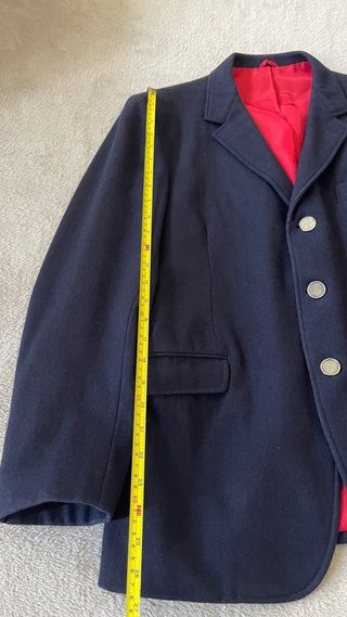 Blazer lana uomo vintage blu con fodera rossa