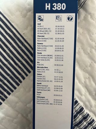 Limpiaparabrisas Bosch H 380 Trasero