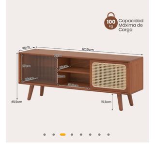 Mueble TV Bambú y Mimbre 120cm Marrón