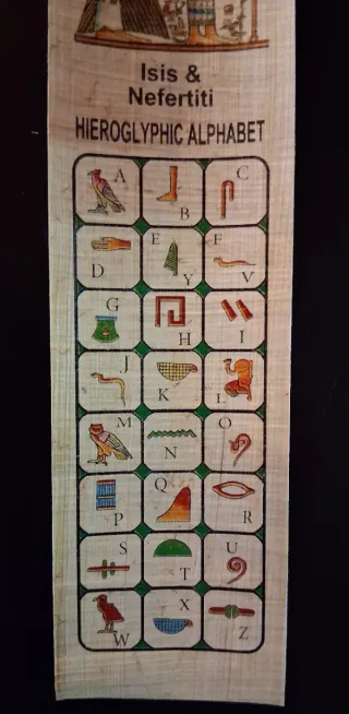 Segnalibro papiro egiziano alfabeto geroglifico