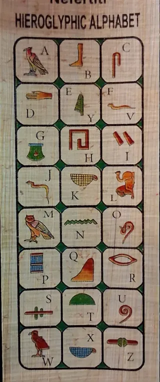 Segnalibro papiro egiziano alfabeto geroglifico