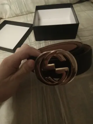 Cintura Gucci Nera con Fibbia Oro