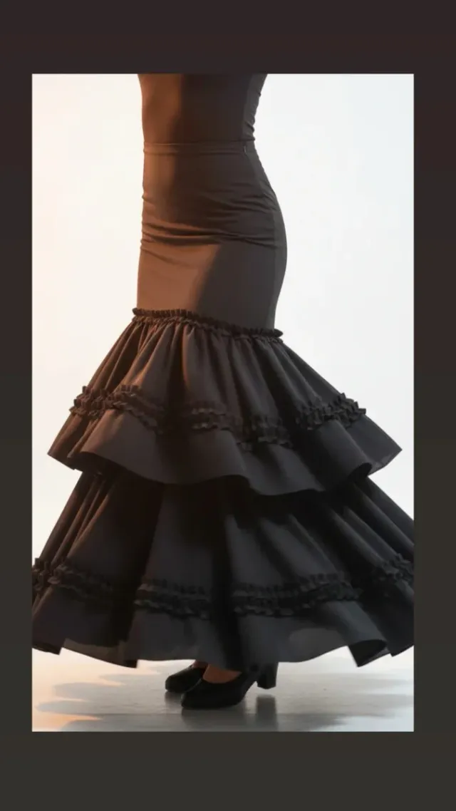 Falda Flamenco Volantes Negra Talla Única
