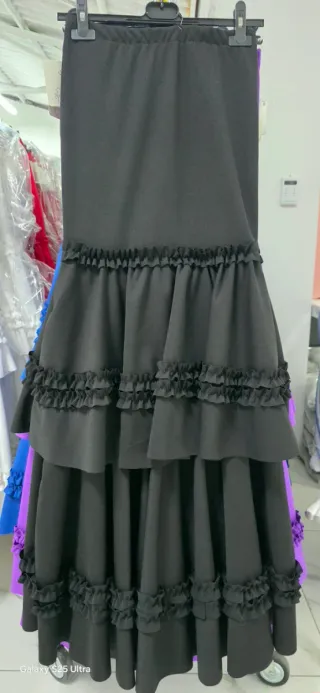 Falda Flamenco Volantes Negra Talla Única