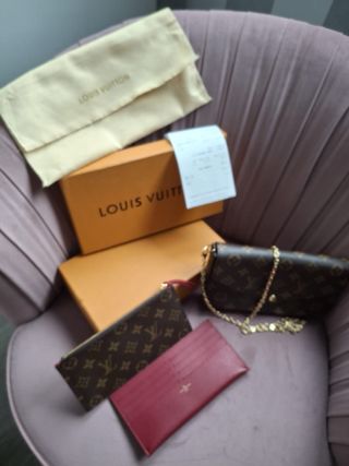 Borsa a mano Louis Vuitton Félicie Marrone/Rosso