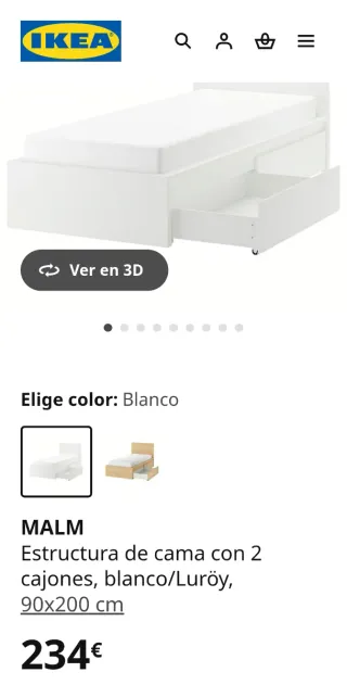 Cama Malm Ikea Blanca con Cajones. Sin colchon.