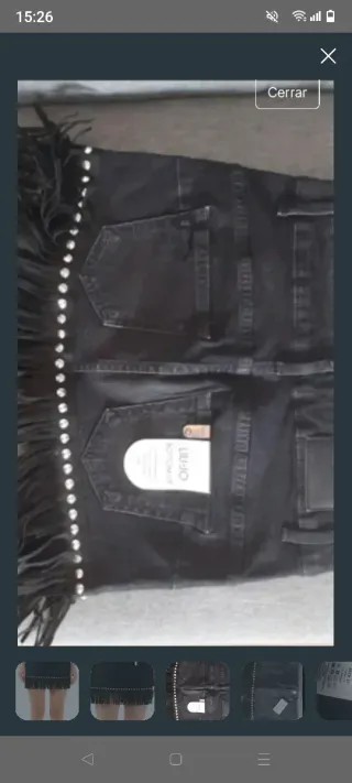 Falda Liu Jo negra con flecos y tachuelas