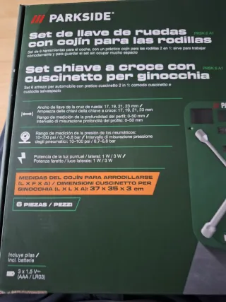 Llave de ruedas con cojín y juego de mantenimiento