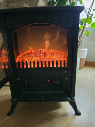 Chimenea Eléctrica Negra con Efecto Llama Realista