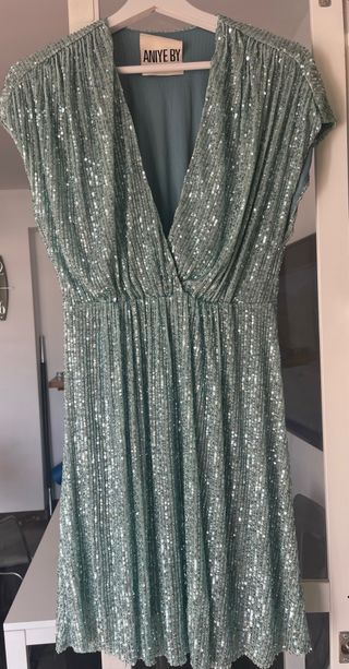 Vestido Lentejuelas Aniye By Verde/Plata