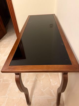 Mesa de escritorio madera y cristal