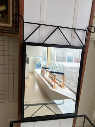 Conjunto mesa y espejo forja de hierro y cristal