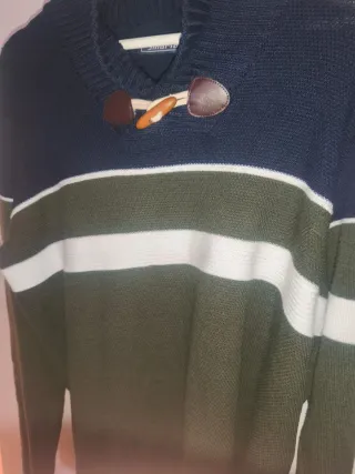 Jersey hombre rayas azul y verde