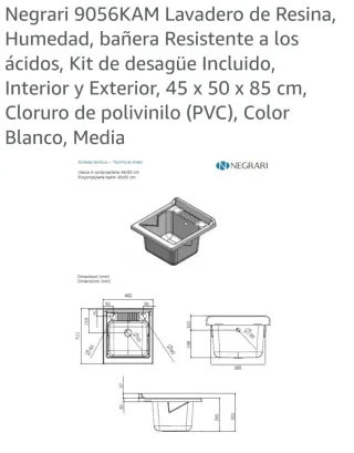Lavadero Negrari 9056KAM Resina Blanco