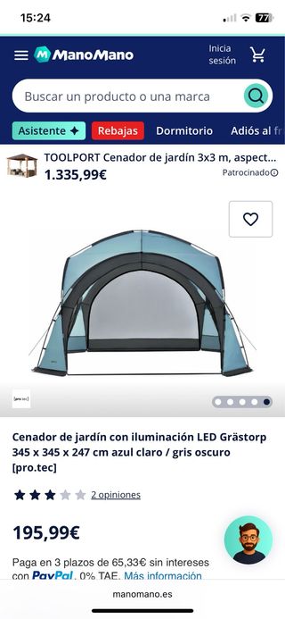 Cenador pro.tec usado una vez