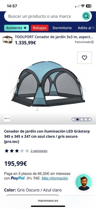 Cenador pro.tec usado una vez