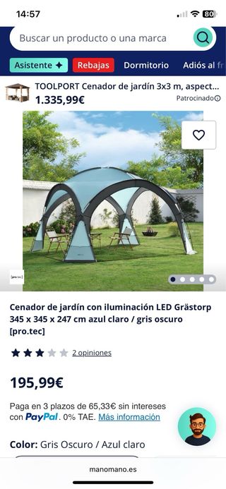 Cenador pro.tec usado una vez