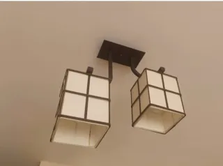 Lámpara de techo metálica beige y marrón