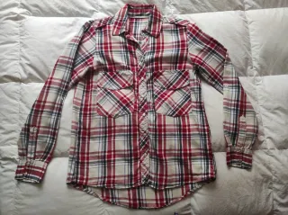 Camisa Zara cuadros roja y beige