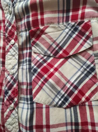 Camisa Zara cuadros roja y beige