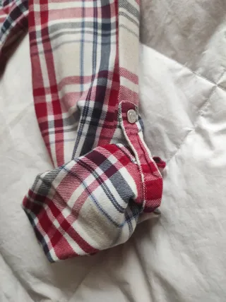 Camisa Zara cuadros roja y beige