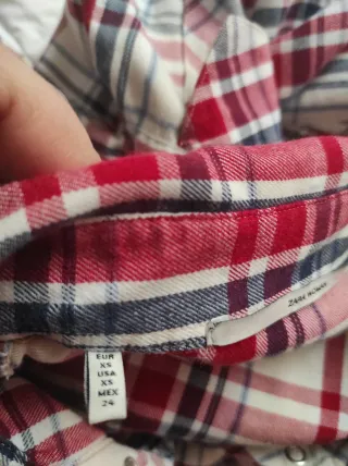 Camisa Zara cuadros roja y beige