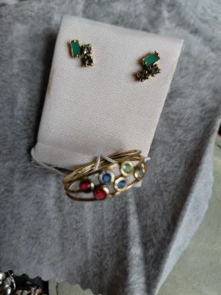 Anillo y pendientes oro laminado 14kl