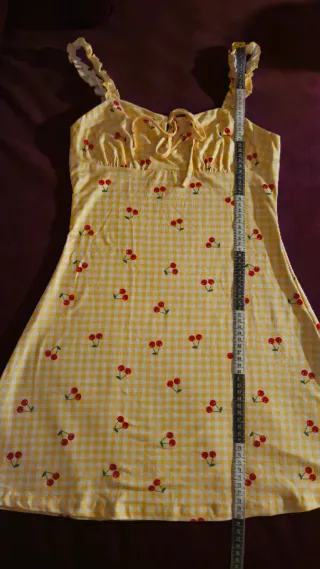 Vestido cuadros vichy con cerezas